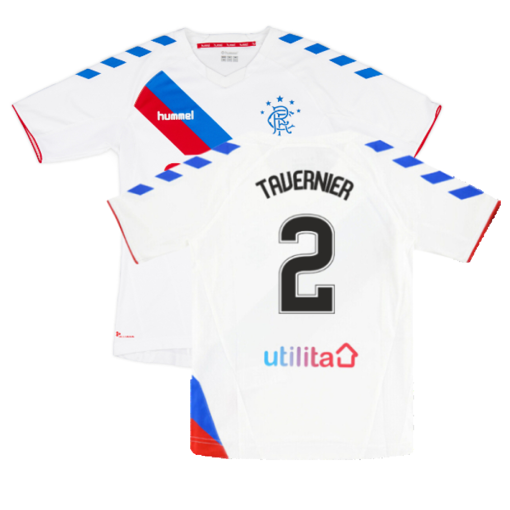 '18-'19 Rangers Away Shirt (S) (Very Good) (Tavernier 2) Polyester Made By: Hummel Men's White Small