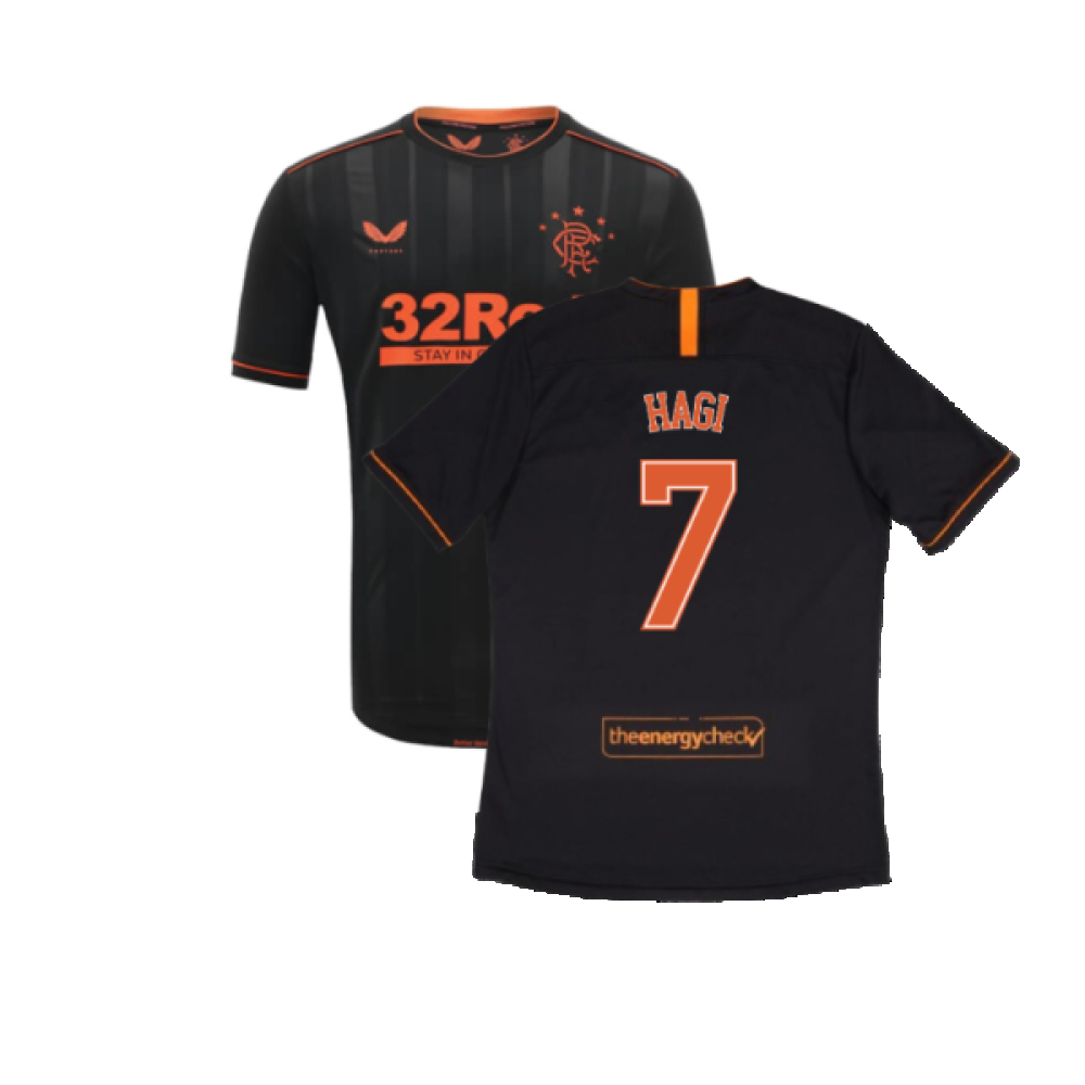 '20-'21 Rangers Third Shirt (M) (Excellent) (Hagi 7) Polyester Made By: Castore Men's Black Medium