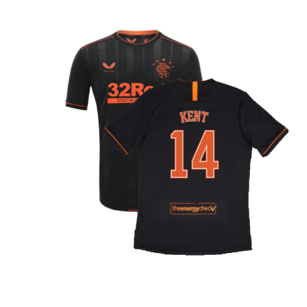 '20-'21 Rangers Third Shirt (M) (Excellent) (Kent 14) Polyester Made By: Castore Men's Black Medium