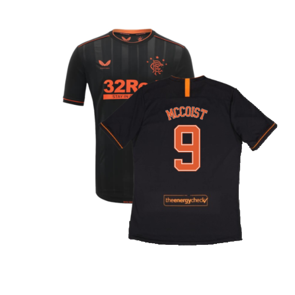 '20-'21 Rangers Third Shirt (M) (Excellent) (Mccoist 9) Polyester Made By: Castore Men's Black Medium