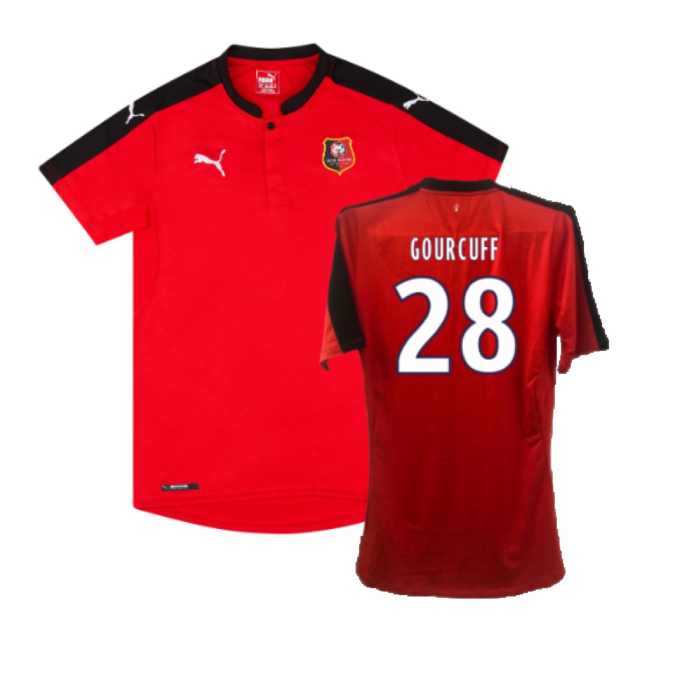 '16-'17 Rennes Home Shirt (Sponsorless) ) (Excellent) (Gourcuff 28) Polyester Made By: Puma Men's Red Extra Large