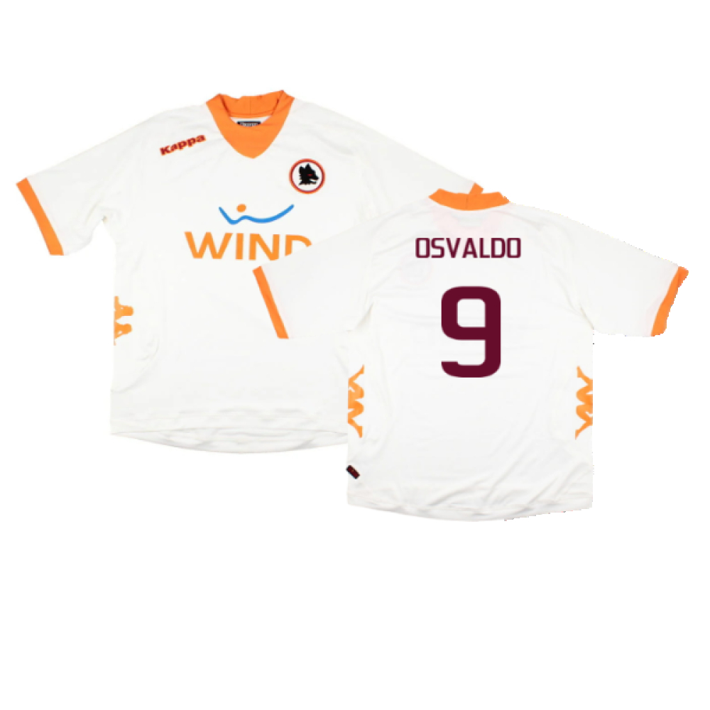 '11-'12 Roma Away Shirt ) (Bnwt) (Osvaldo 9) Polyester Made By: Kappa Men's White Extra Large