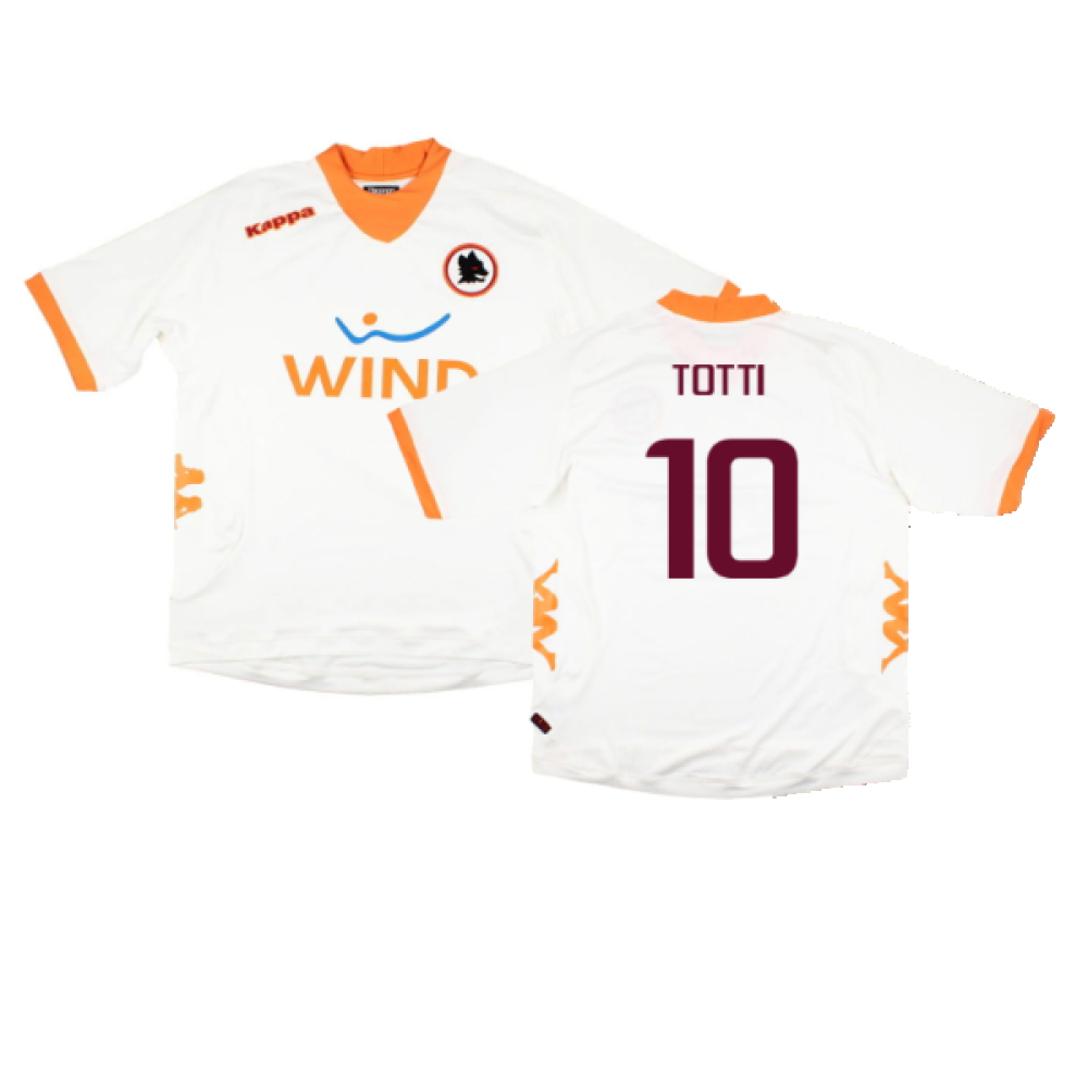 '11-'12 Roma Away Shirt ) (Bnwt) (Totti 10) Polyester Made By: Kappa Men's White Extra Large