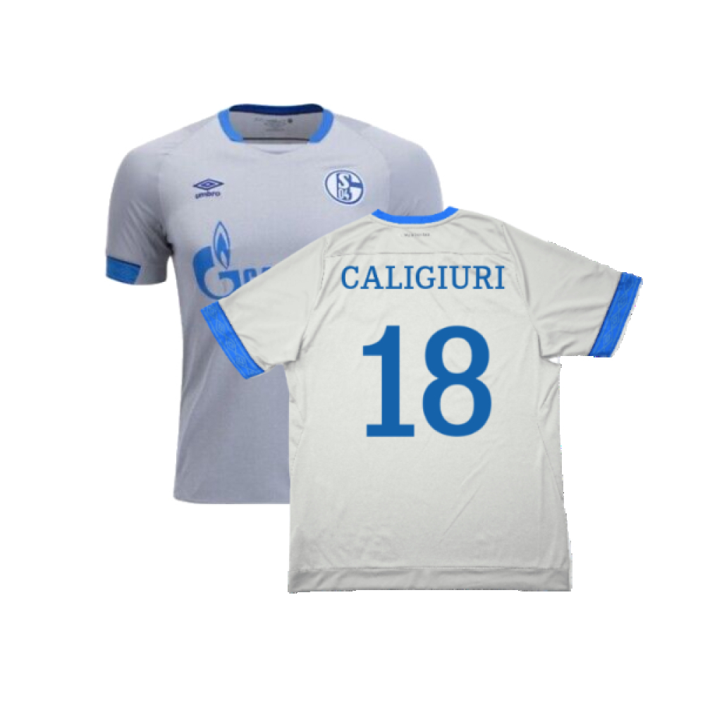 '18-'19 Schalke Away Shirt (Excellent) (Caligiuri 18) Polyester Schalke 04 Made By: Umbro Men's Grey Small