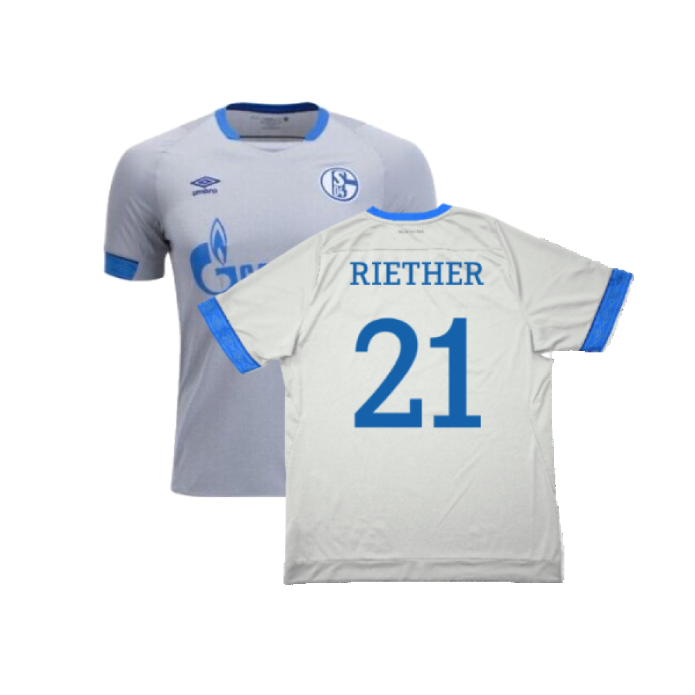 '18-'19 Schalke Away Shirt (Excellent) (Riether 21) Polyester Schalke 04 Made By: Umbro Men's Grey Small