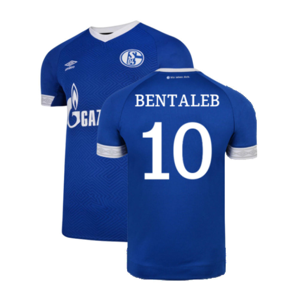 '18-'19 Schalke Home Shirt ) (Excellent) (Bentaleb 10) Polyester Darren Bent Schalke 04 Made By: Umbro Men's Blue Xxl