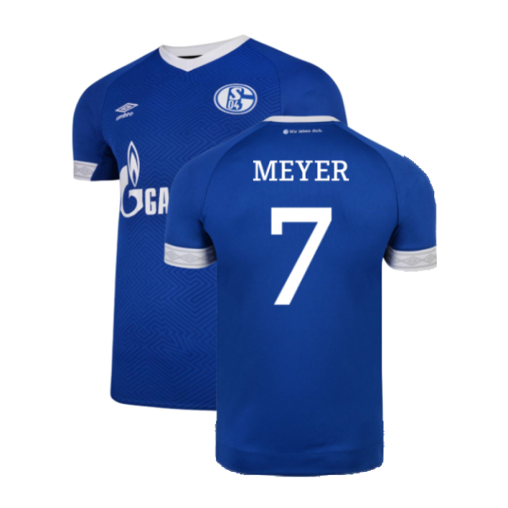 '18-'19 Schalke Home Shirt ) (Excellent) (Meyer 7) Polyester Schalke 04 Made By: Umbro Men's Blue Xxl