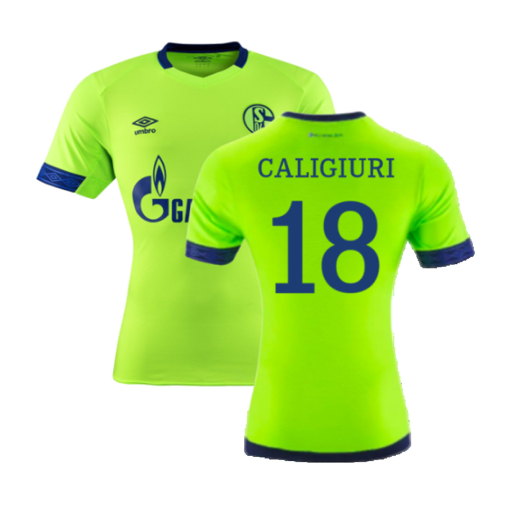 '18-'19 Schalke Third Shirt ) (Fair) (Caligiuri 18) Polyester Schalke 04 Made By: Umbro Men's Green Extra Large