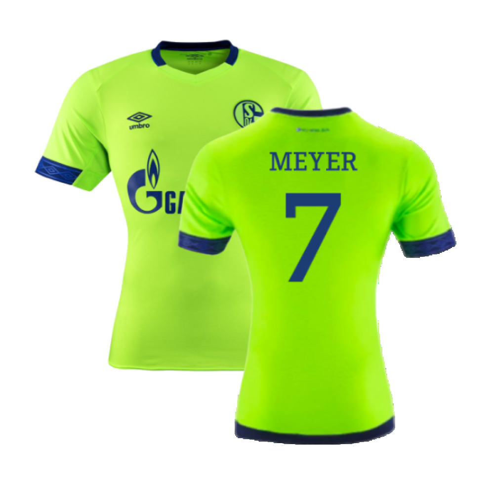 '18-'19 Schalke Third Shirt ) (Fair) (Meyer 7) Polyester Schalke 04 Made By: Umbro Men's Green Extra Large