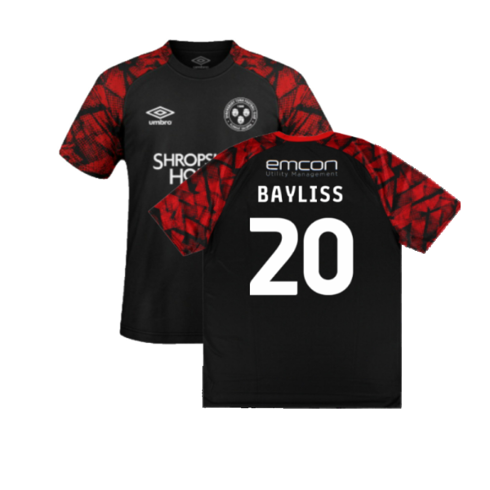 '22-'23 Shrewsbury Away Shirt ) (Excellent) (Bayliss 20) Polyester Made By: Umbro Men's Black Xxl