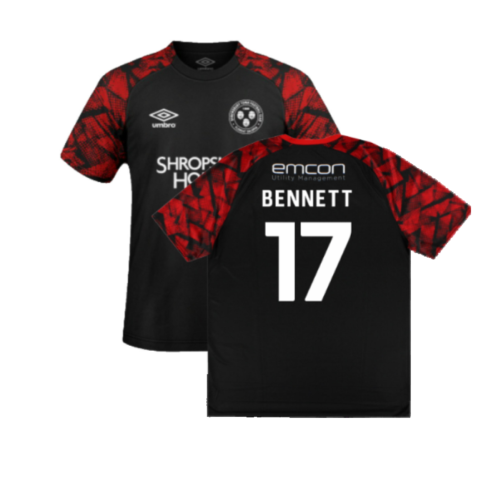 '22-'23 Shrewsbury Away Shirt ) (Excellent) (Bennett 17) Polyester Made By: Umbro Men's Black Xxl