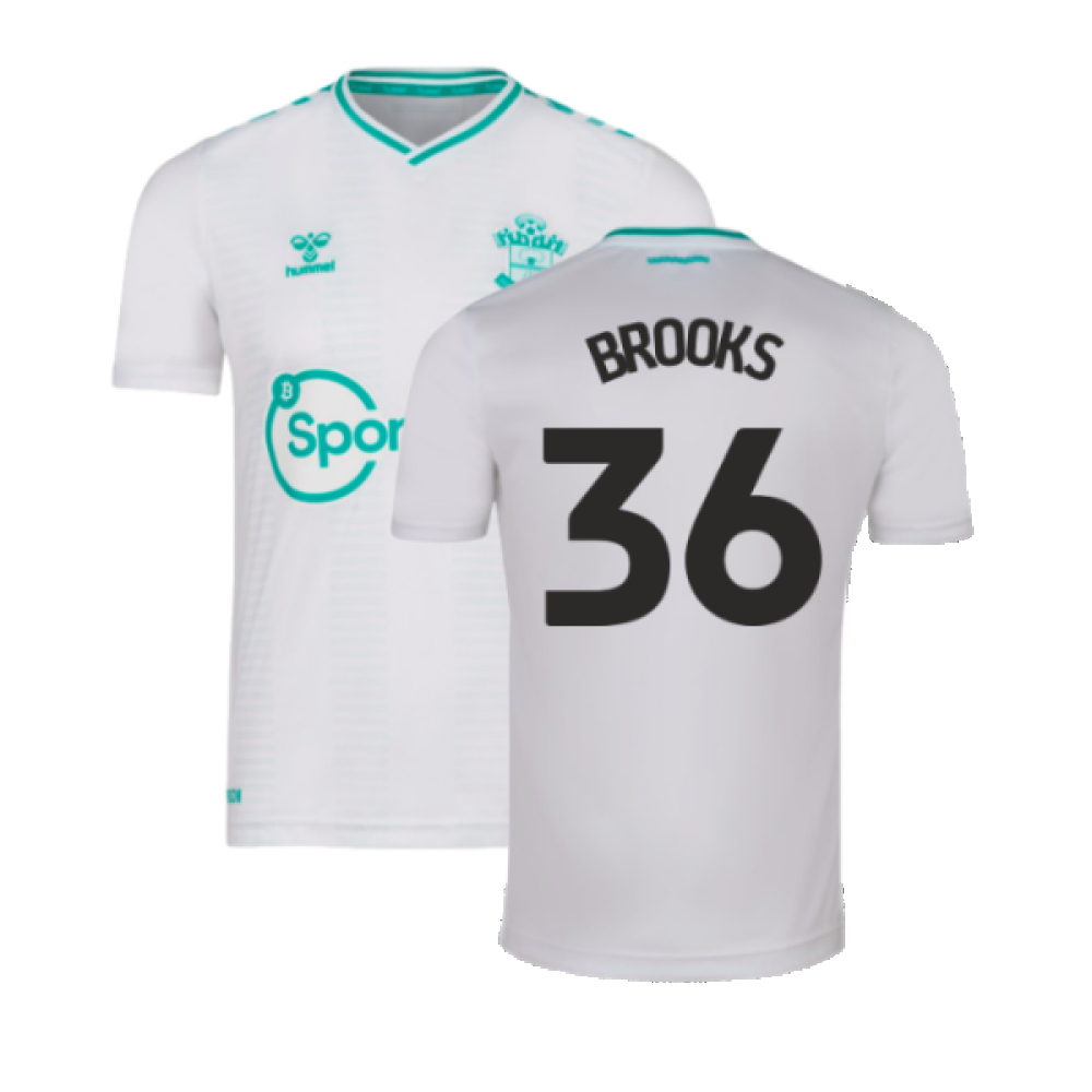 '23-'24 Southampton Away Shirt (S) (Excellent) (Brooks 36) Polyester Made By: Hummel Men's White Small