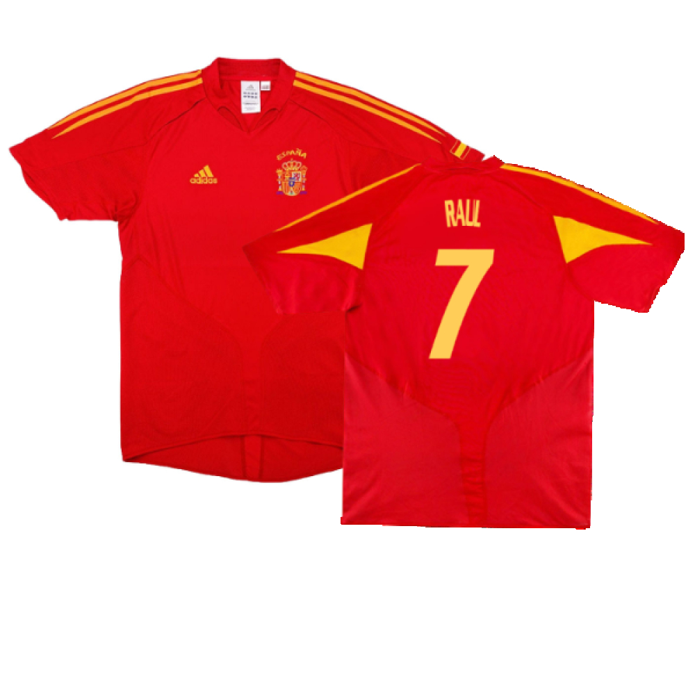 '04-'06 Spain Home Shirt (S) (Excellent) (Raul 7) Polyester Made By: Adidas Men's Red Small