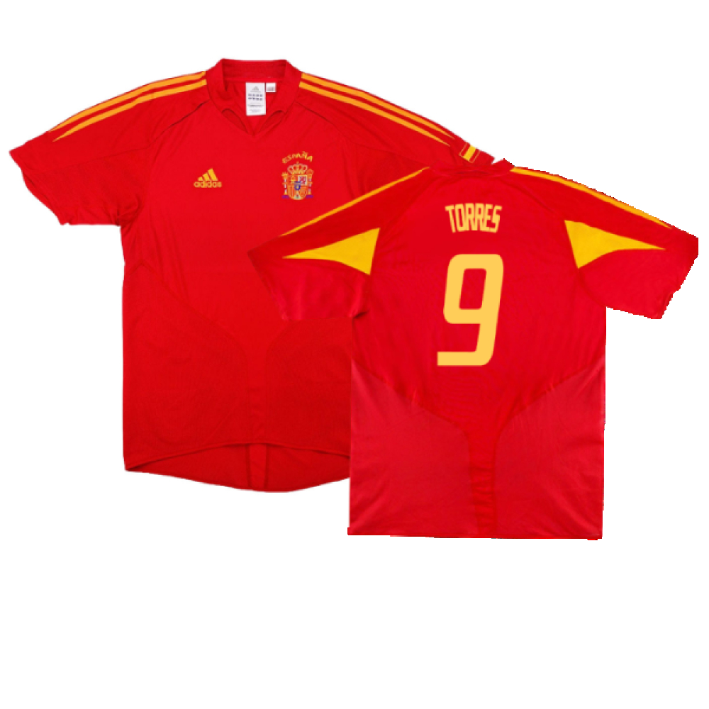 '04-'06 Spain Home Shirt (S) (Excellent) (Torres 9) Polyester Made By: Adidas Men's Red Small