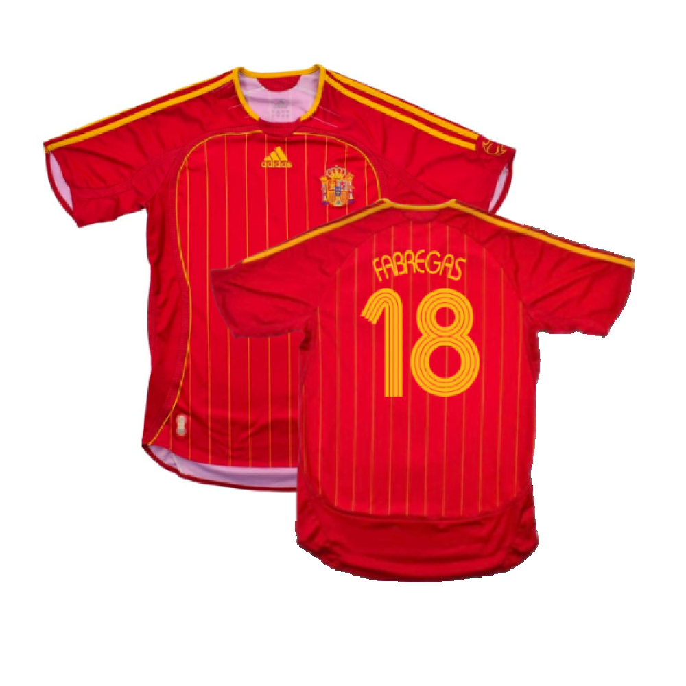 '05-'07 Spain Home (Excellent) (Fabregas 18) Polyester Made By: Adidas Men's Red Xxl