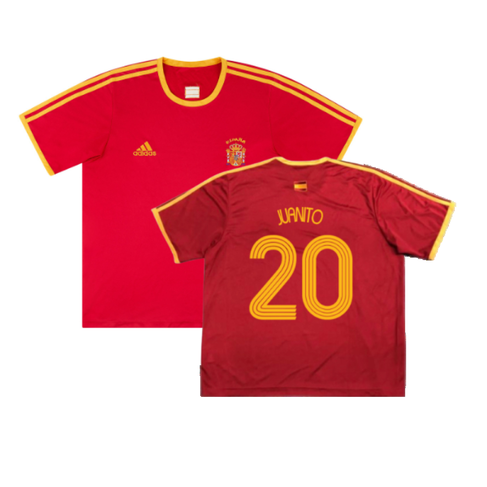 '06-'07 Spain Basic Home Shirt (S) (Excellent) (Juanito 20) Polyester Made By: Adidas Men's Red Small
