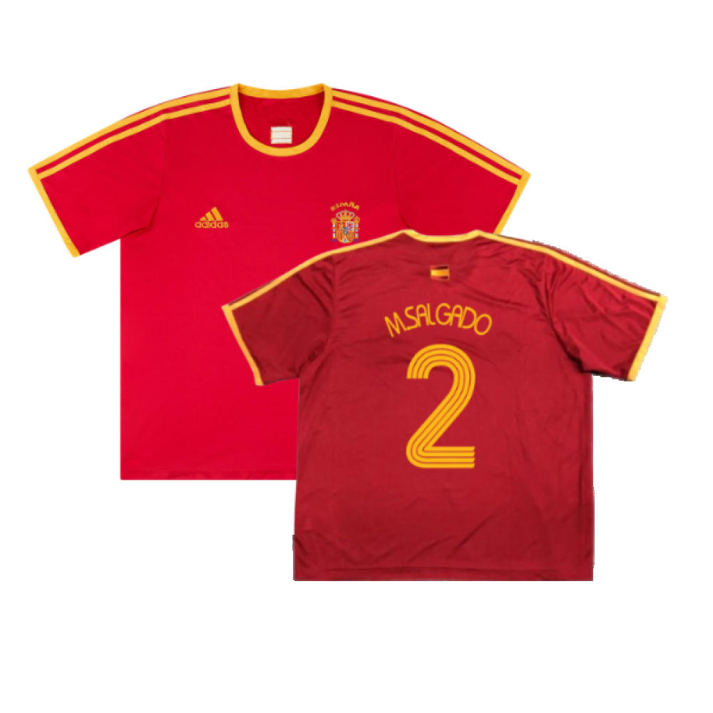 '06-'07 Spain Basic Home Shirt (S) (Excellent) (M.salgado 2) Polyester Made By: Adidas Men's Red Small
