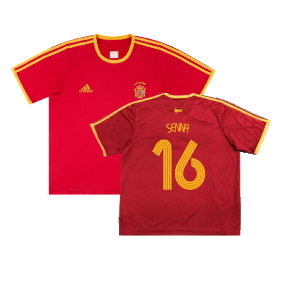 '06-'07 Spain Basic Home Shirt (S) (Excellent) (Senna 16) Polyester Made By: Adidas Men's Red Small