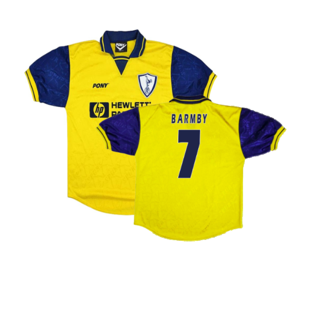 '95-'96 Tottenham Third Shirt (M) (Excellent) (Barmby 7) Polyester Made By: Pony Men's Yellow Medium