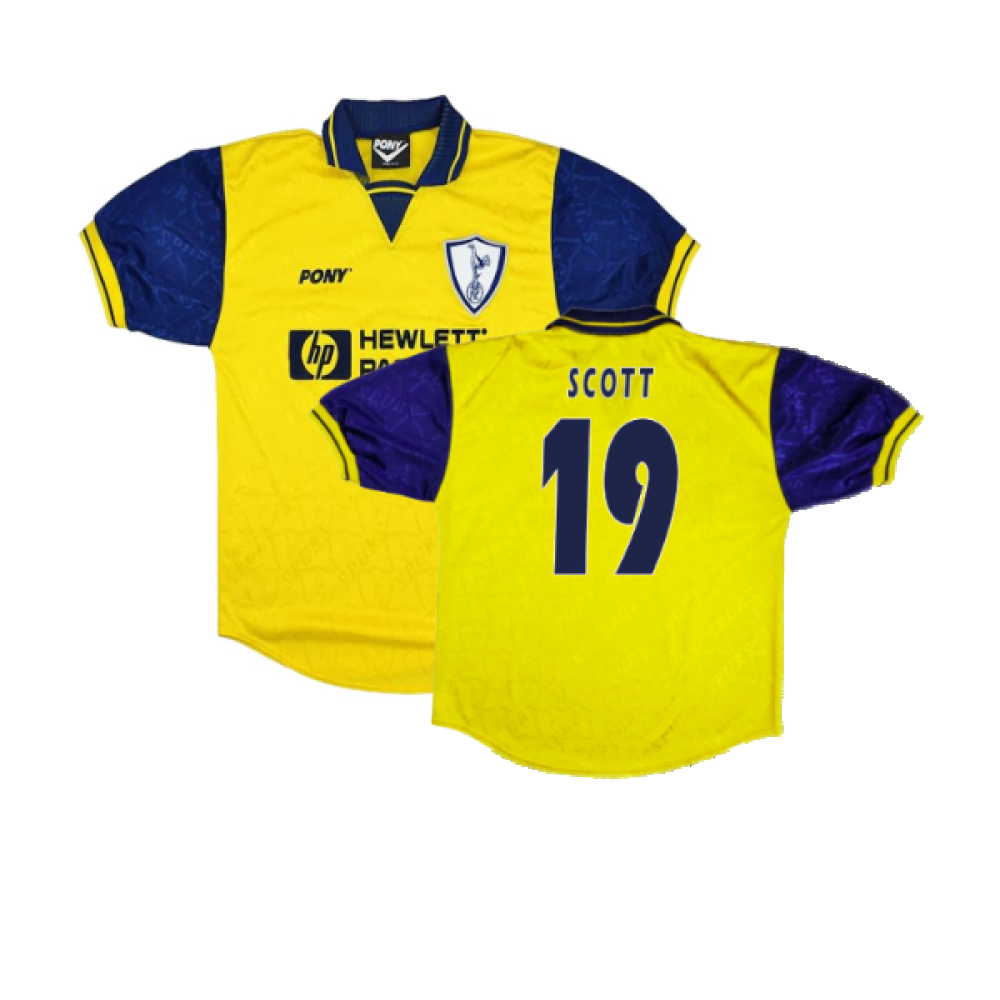 '95-'96 Tottenham Third Shirt (M) (Excellent) (Scott 19) Polyester Made By: Pony Men's Yellow Medium