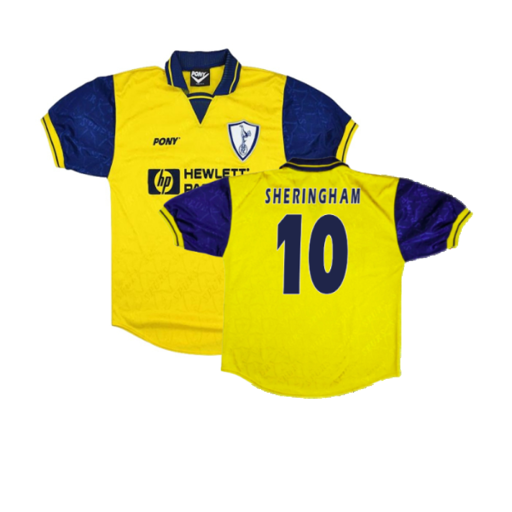 '95-'96 Tottenham Third Shirt (M) (Excellent) (Sheringham 10) Polyester Made By: Pony Men's Yellow Medium