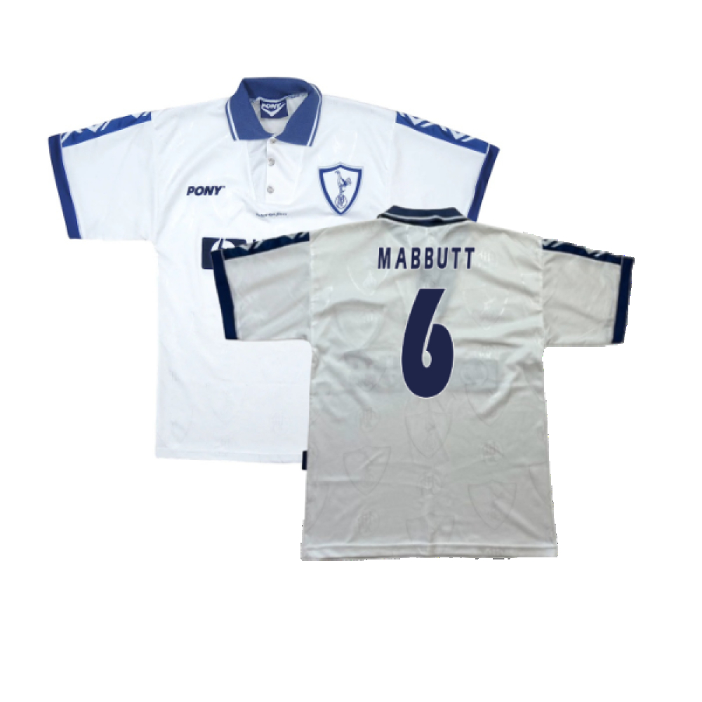 '95-'97 Tottenham Home Shirt (S) (Very Good) (Mabbutt 6) Polyester Made By: Pony Men's White Small