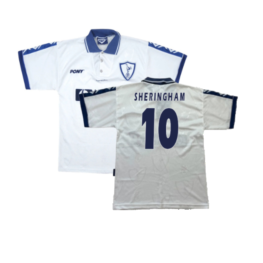'95-'97 Tottenham Home Shirt (S) (Very Good) (Sheringham 10) Polyester Made By: Pony Men's White Small