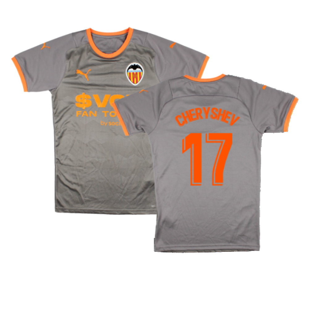 '21-'22 Valencia Fourth Shirt ) (Mint) (Cheryshev 17) Polyester Made By: Puma Men's Grey Extra Large