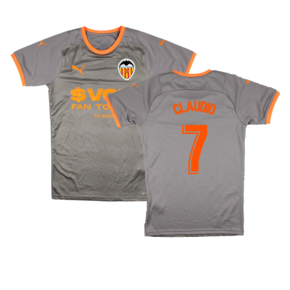 '21-'22 Valencia Fourth Shirt ) (Mint) (Claudio 7) Polyester Made By: Puma Men's Grey Extra Large