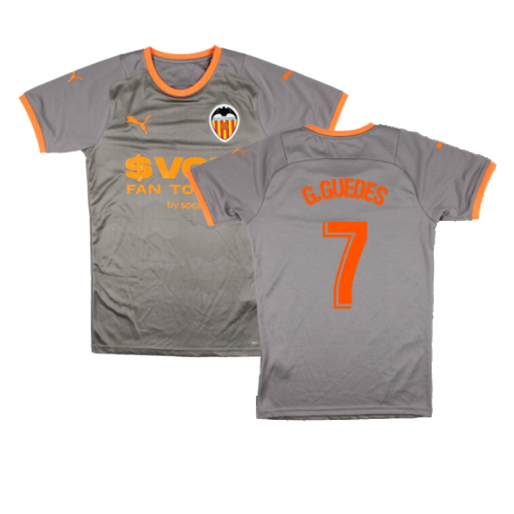 '21-'22 Valencia Fourth Shirt (M) (Mint) (G.guedes 7) Polyester Made By: Puma Men's Grey Medium