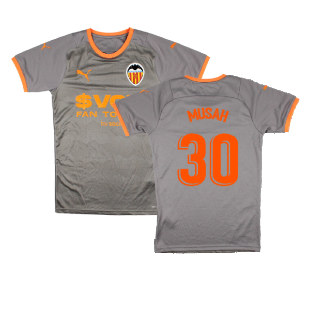 '21-'22 Valencia Fourth Shirt (M) (Mint) (Musah 30) Polyester Made By: Puma Men's Grey Medium
