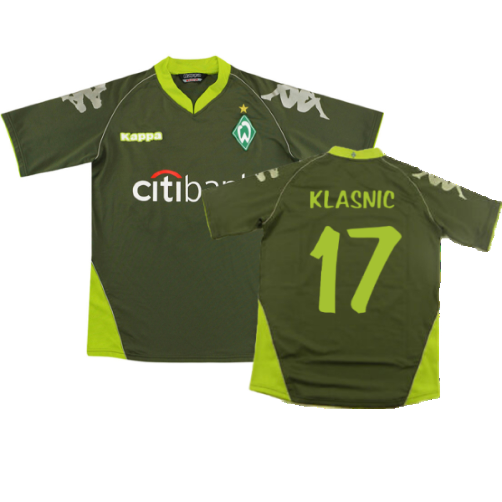 '07-'08 Werder Bre Away Shirt (S) Frings #22 (Very Good) (Klasnic 17) Polyester Made By: Kappa Men's Green Small