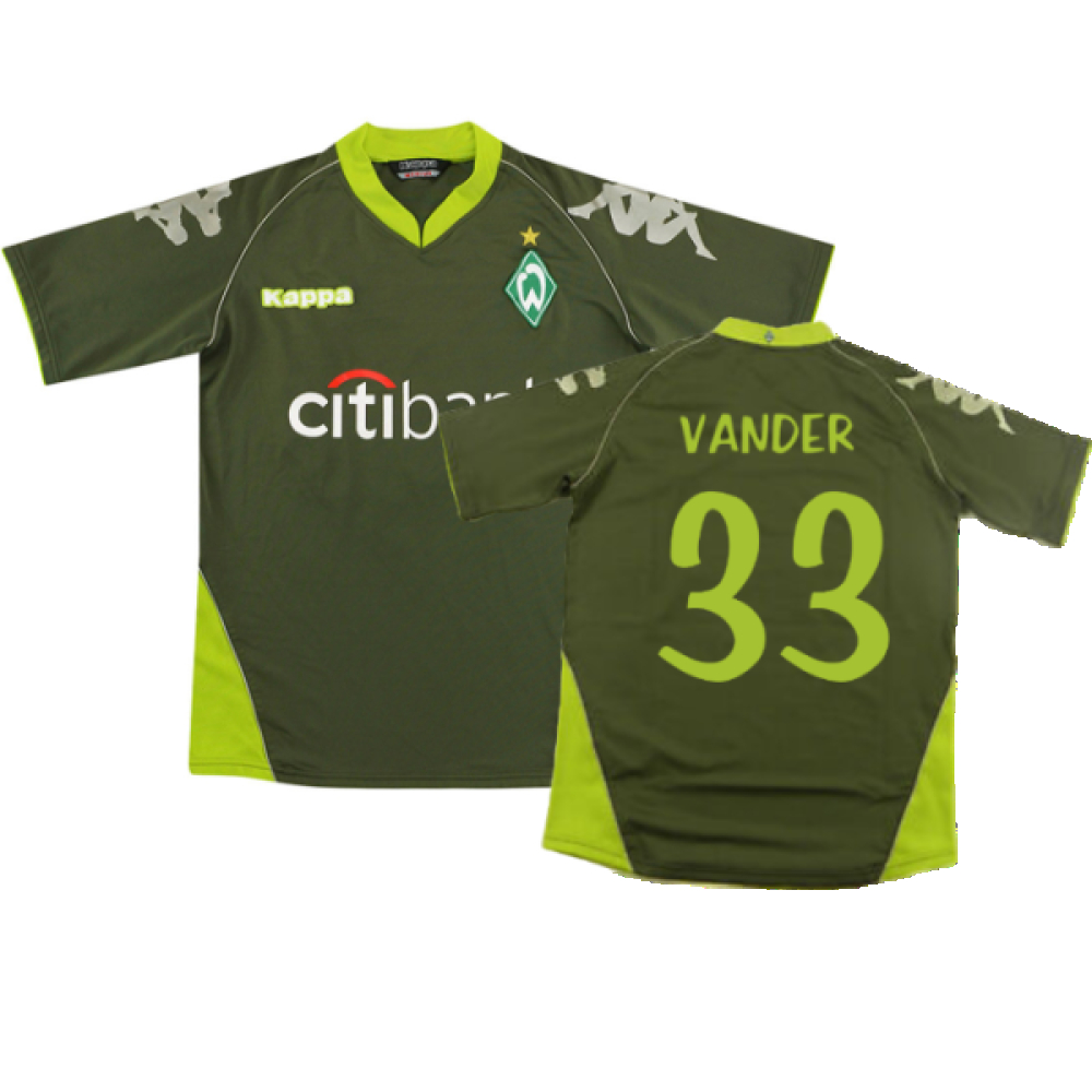 '07-'08 Werder Bre Away Shirt (S) (Excellent) (Vander 33) Polyester Made By: Kappa Men's Green Small