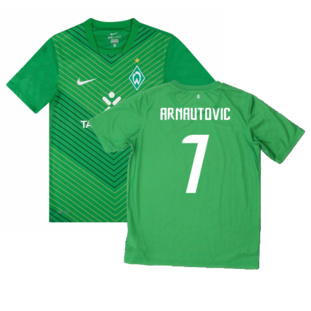 '11-'12 Werder Bre Home Shirt (M) (Very Good) (Arnautovic 7) Polyester Made By: Nike Men's Green Medium