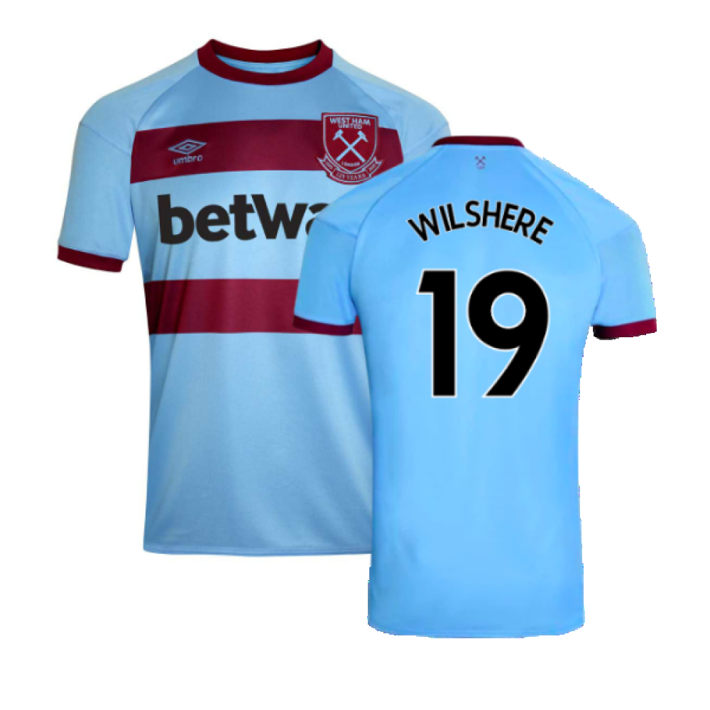 '20-'21 West Ham United Away Shirt (M) (Excellent) (Wilshere 19) Polyester Made By: Umbro Men's Blue Medium