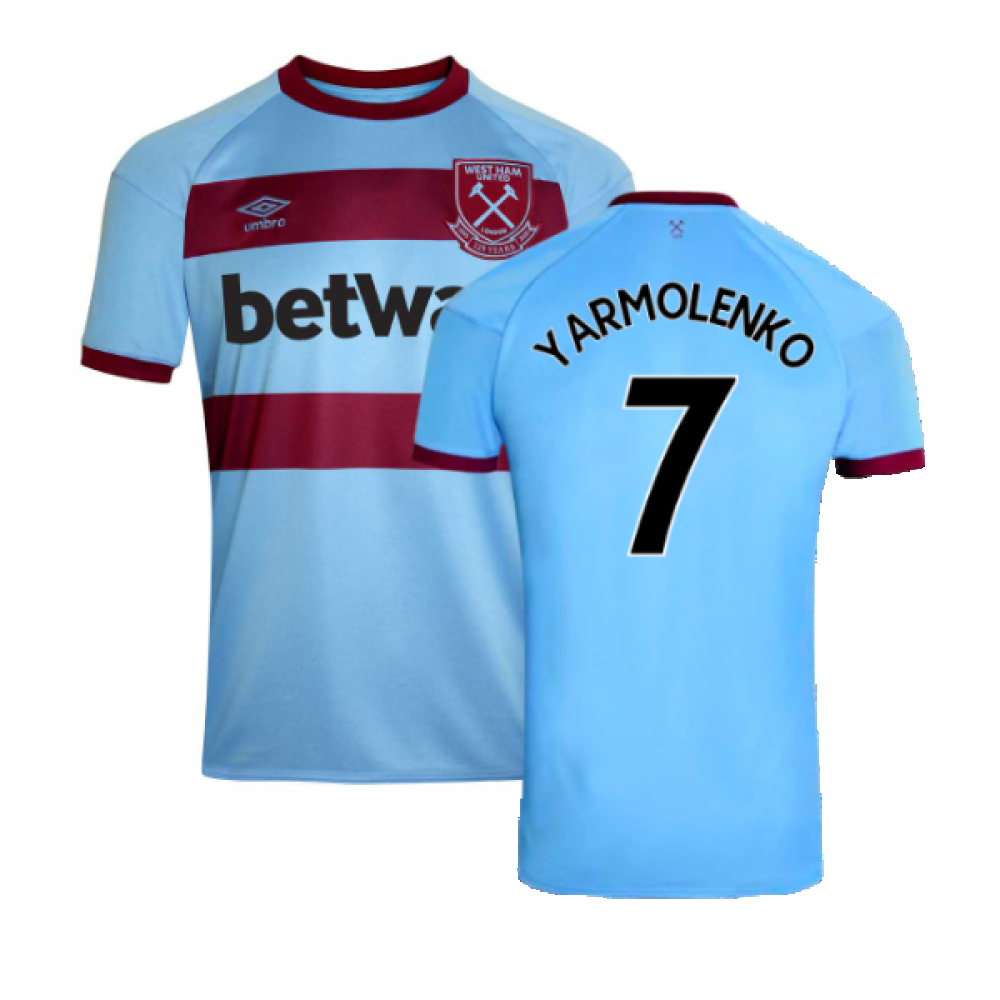 '20-'21 West Ham United Away Shirt (M) (Excellent) (Yarmolenko 7) Polyester Made By: Umbro Men's Blue Medium