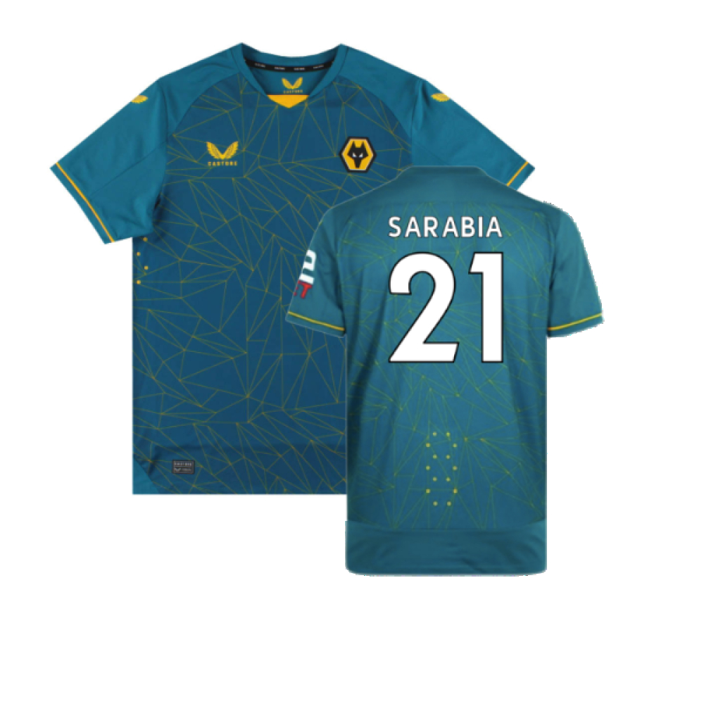'22-'23 Wolves Pro Away Shirt (Sponsorless) ) (Mint) (Sarabia 21) Polyester Made By: Castore Men's Green Xxl