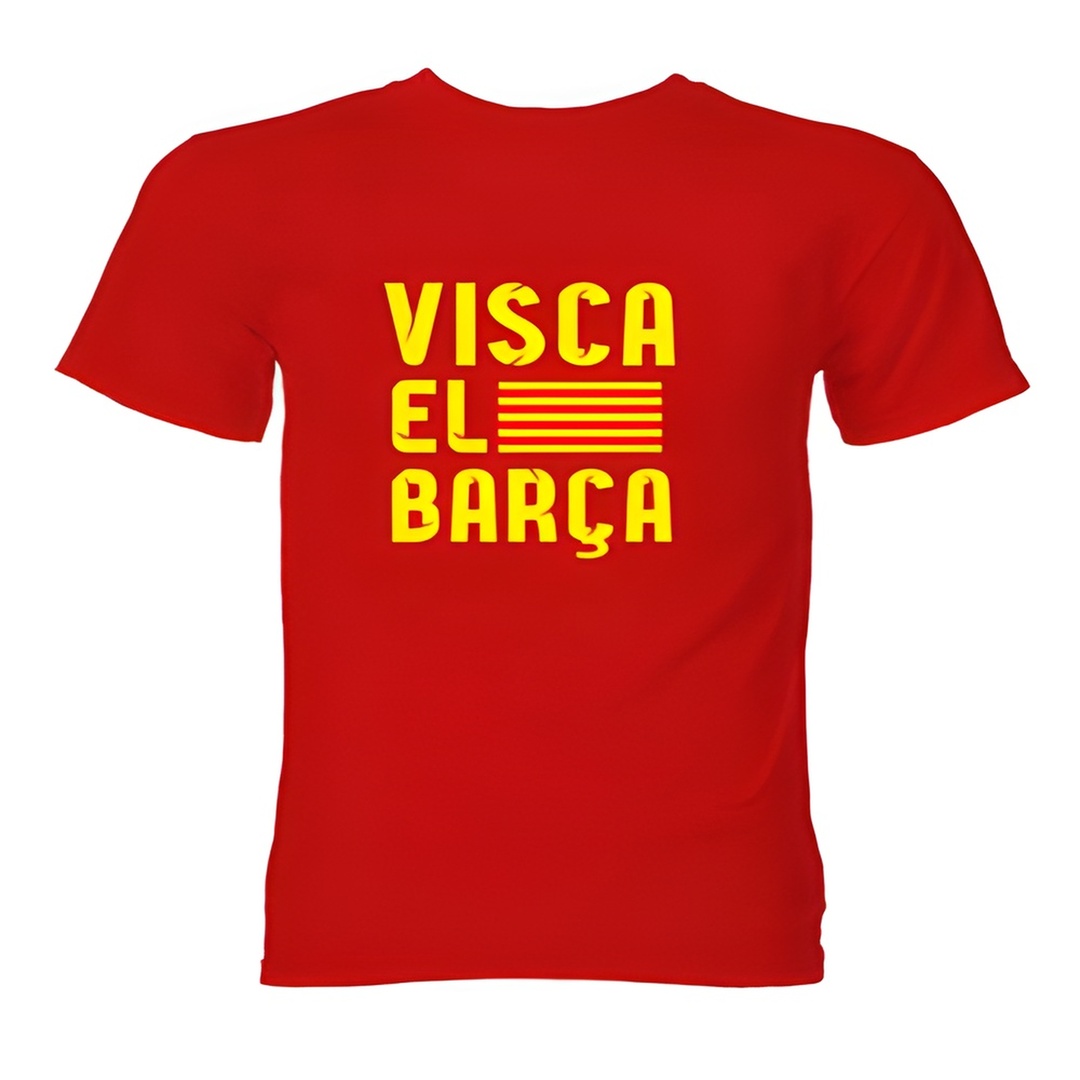 Visca El Barca T-Shirt (Red) Polyester Barcelona Made By: Gildan Men's Red Large